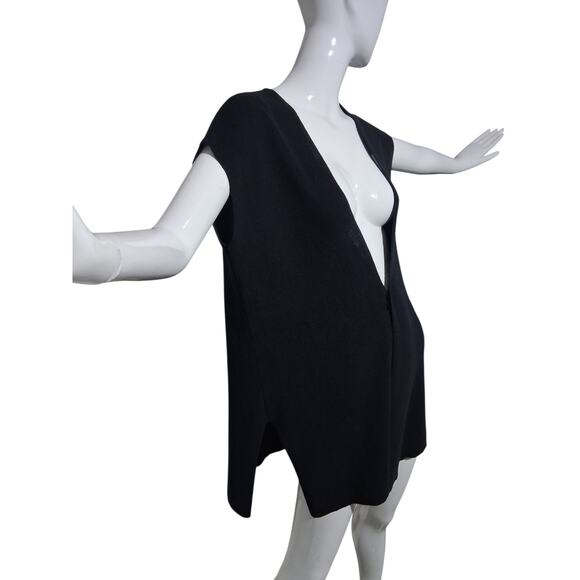 Eileen Fisher Blk Organic Linen & Cotton Womens size Petite Medium Open Cardigan - Picture 3 of 10